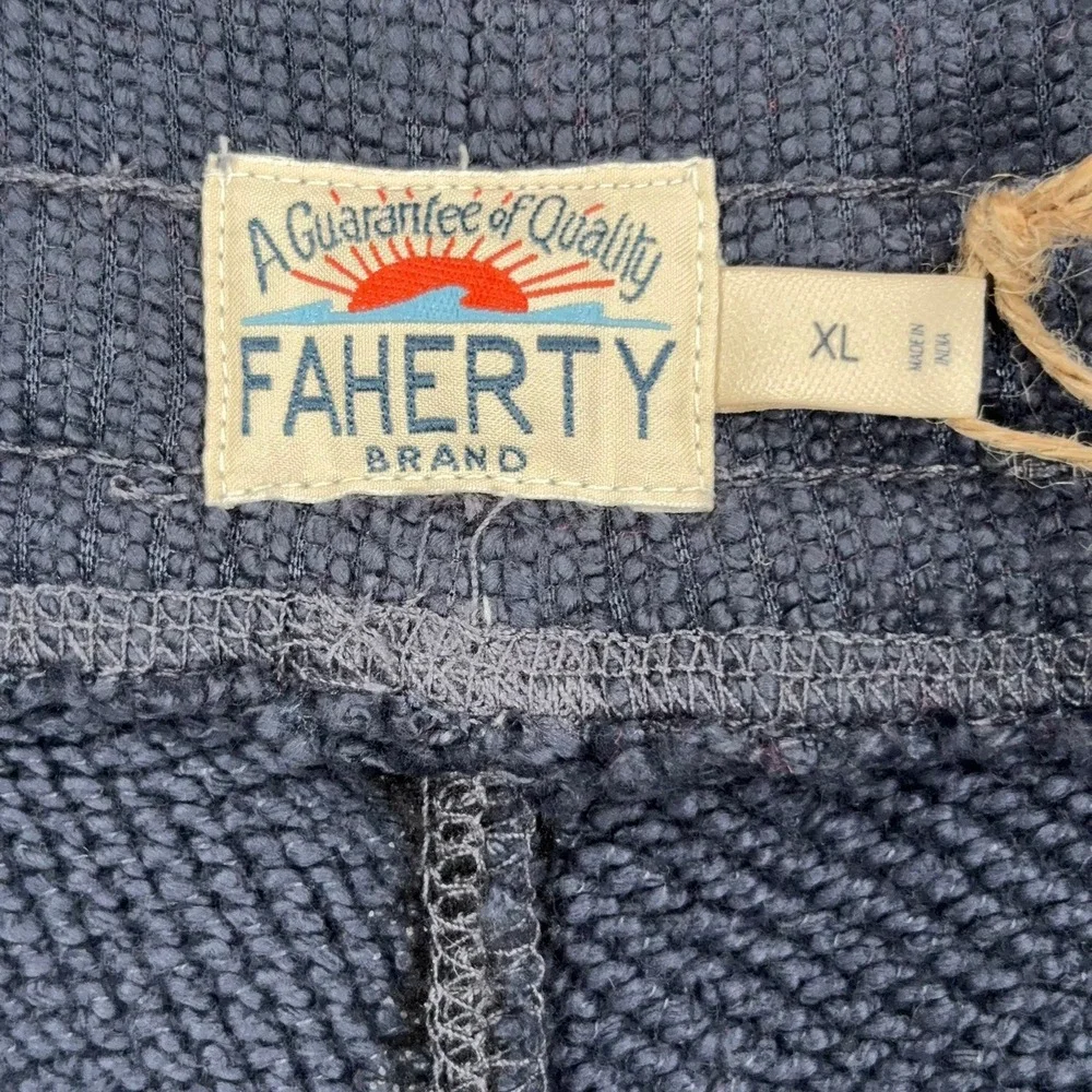 Faherty Organic Cotton Knit Shorts Mens XL Blue Dusk Drawstring Casual NWT